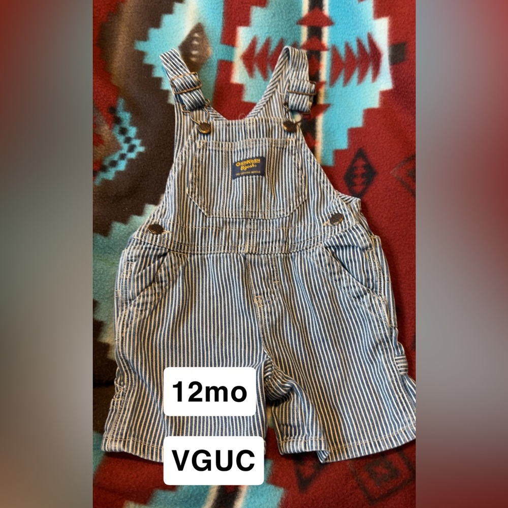 OshKosh B'gosh Navy and White Striped Overalls